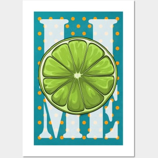 Lime fruit Retro Poster Posters and Art